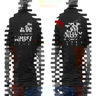 Team Naughty Or Nice Matching Christmas Couples Costume Men's Back Print T-Shirt - Monsterry