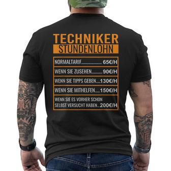 It Techniker Stundenlohn Techniker T-Shirt mit Rückendruck - Geschenkecke