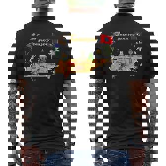 Tennessee Tourist Map With Landmarks Famous Symbols USA Men's Back Print T-Shirt - Monsterry