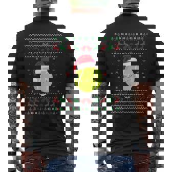 Tennis Ball Santa Christmas Lights Festive Sweater Men's Back Print T-Shirt - Monsterry