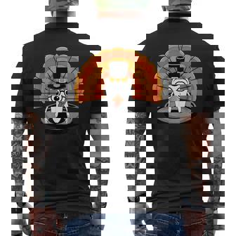 Thanksgiving Tooth Turkey Tail Dental Hygiene Dentist Men's Back Print T-Shirt - Monsterry