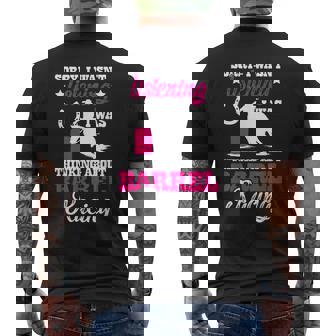 Thinking About Barrel Racing Barrel Racer Barrel Race Men's Back Print T-Shirt - Monsterry