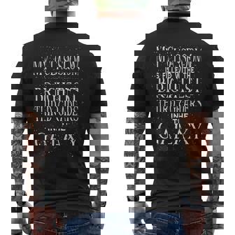 Third Grade Teacher Quote Cosmic Space Galaxy Themed Men's Back Print T-Shirt - Monsterry