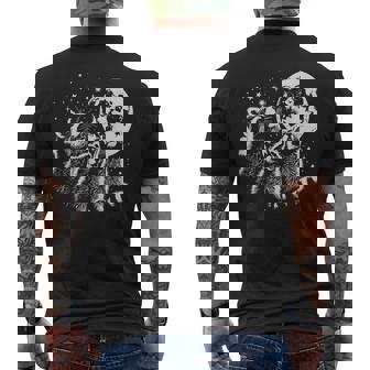 Three Raccoons Howl At Moon 3 Wolfs Parody Raccoon Men's Back Print T-Shirt - Monsterry