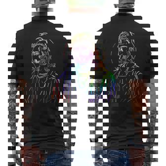 Tie Dye JESUS Abstract Face Shirt Face Jesus Christ Lines 4 Men's Back Print T-Shirt - Monsterry