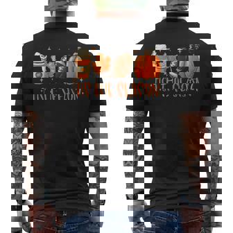 Tis The Season Pumpkin Football Coffee Men's Back Print T-Shirt - Monsterry