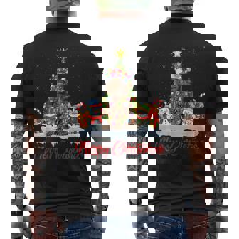 Toy Poodle Dog Xmas Tree Lighting Santa Toy Poodle Christmas Men's Back Print T-Shirt - Monsterry