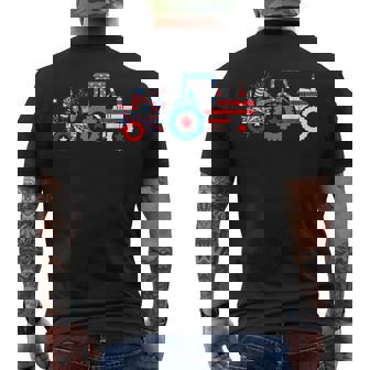 Tractor 4th Of July American Flag Tractor Patriotic Farm Men's Back Print T-Shirt - Monsterry