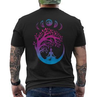 Tree Of Life Spiritual Moon Phases Yoga T-Shirt mit Rückendruck - Geschenkecke