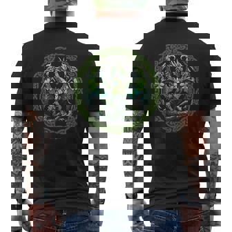 Tribal Irish Green Celtic Knot Fantasy Dragon Patrick Day Men's T-shirt Back Print - Seseable