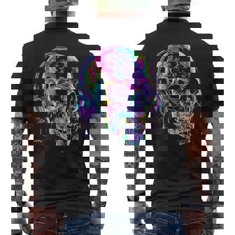 Trippy Melting Music Headset DJ Cosmic Vaporwave Men's Back Print T-Shirt - Monsterry