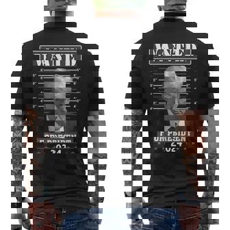 Trump Mugshot Wanted For President 2024 Men's Back Print T-Shirt - Monsterry