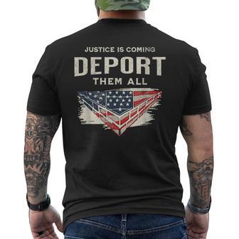 Trump Won 2024 Justice Is Coming Deport Them All Wall Men's T-shirt Back Print - Thegiftio UK