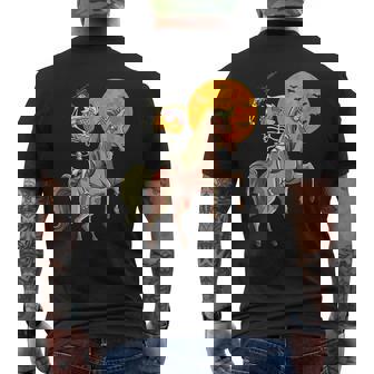 Trumpkin Skeleton Zombie Unicorn Hunting Gun Lover Halloween Men's Back Print T-Shirt - Monsterry