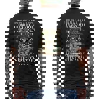 Tummy Ache Survivor Cat Meme Saying Cats Animals Men's T-shirt Back Print - Monsterry