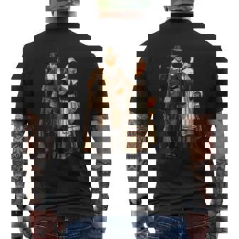 Turkey Day Thanksgiving Colonist Vintage Puritan Pilgrims Men's Back Print T-Shirt - Monsterry