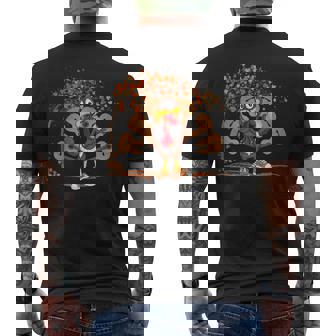 Turkey Playing Guitar Thanksgiving Turkey Tail Guitar Men's Back Print T-Shirt - Monsterry