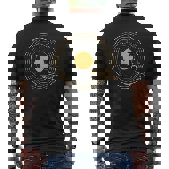 Turntable Vintage Vinyl Record Player Sketch Drawing Men's Back Print T-Shirt - Monsterry
