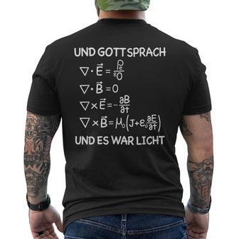 Und Gott Sprach Und Es War Licht Maxwell Equations Physics T-Shirt mit Rückendruck - Geschenkecke