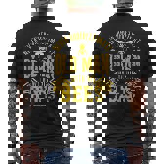 Never Underestimate An Old Man Beekeeper Vintage Men's Back Print T-Shirt - Monsterry