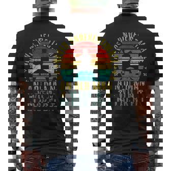 Never Underestimate An Old Man With a Belt Retro Men's Back Print T-Shirt - Monsterry