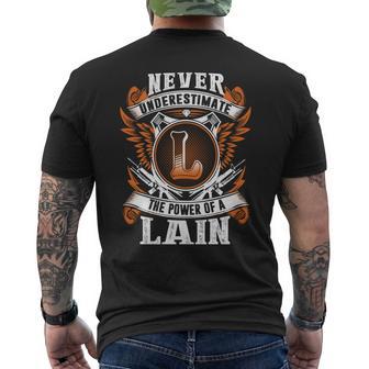 Never Underestimate The Power Of Lain Lain Name Men's T-shirt Back Print - Thegiftio UK