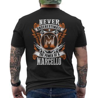 Never Underestimate The Power Of Marcello Marcello Name Men's T-shirt Back Print - Thegiftio UK