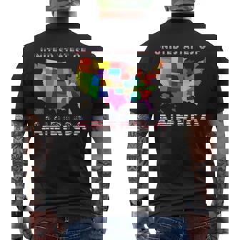 United States Map Colorful USA 50 States Of America Men's Back Print T-Shirt - Monsterry