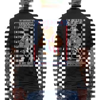 USA Bear Wrestling Red Wrestling Pride Men's Back Print T-Shirt - Monsterry