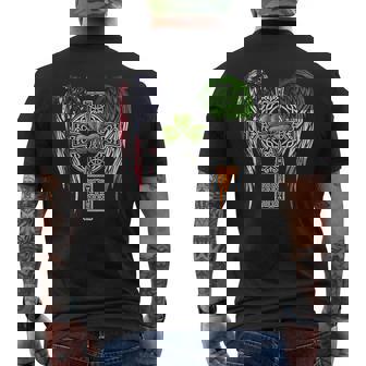 USA Flag Celtic Cross Irish American St Patrick's Day Men's Back Print T-Shirt - Monsterry