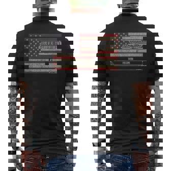 USS Harry S Truman CVN-75 Aircraft Carrier USA Flag Men's Back Print T-Shirt - Monsterry