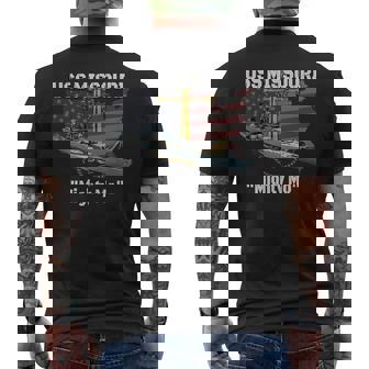 Uss Missouri Bb-63 Battleship Veterans Day Warship Father Men's T-shirt Back Print - Thegiftio