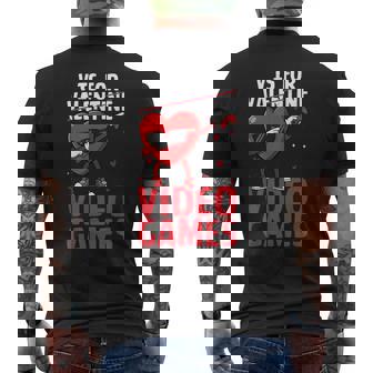 V Is For Video Games Gamer Boys Valentines Day Men's T-shirt Back Print | Mazezy