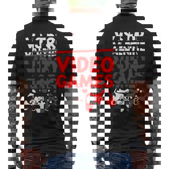 V Is For Video Games Valentines Day Gamer Boys Ns Men's T-shirt Back Print - Monsterry