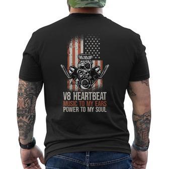 V8 Heartbeat American Muscle Cars Usa Engine8 Muscle Car T-Shirt mit Rückendruck - Geschenkecke