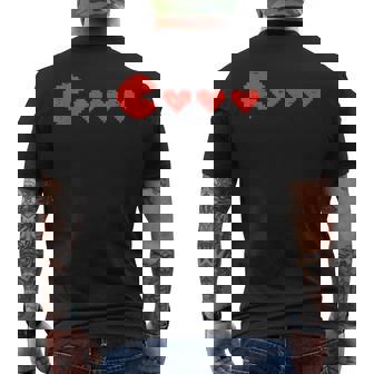 Valentines Day Gamer Pixelated Hearts Gaming Boys Kids Men Men's Back Print T-Shirt - Monsterry