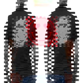 Valentines Day Smile Face Smiling Checkered Pattern Trendy Men's T-shirt Back Print - Thegiftio UK