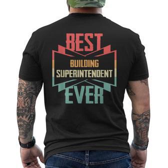 Vintage Best Building Superintendent Ever Men's T-shirt Back Print - Thegiftio UK