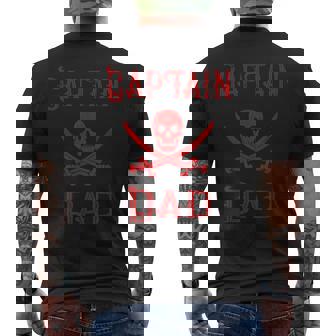 Vintage Captain Dad Red Pirate Lake Boating Father Men's Back Print T-Shirt - Monsterry