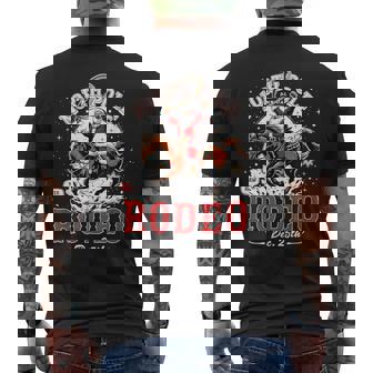 Vintage Christmas North Pole Rodeo Santa Cowboy Men's Back Print T-Shirt - Monsterry
