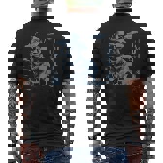 Vintage 90S Western Cowboy Corgi Ufo Men's T-shirt Back Print | Mazezy
