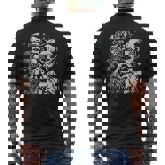 Vintage Bigfoot And Alien Heart Hand Sign Men's T-shirt Back Print - Monsterry