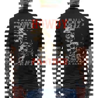 Vintage Howdy Partner Dachshund Cowboy Puppy Dogs Parents Men's Back Print T-Shirt - Monsterry