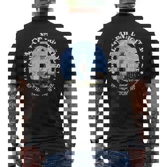 Vintage Nature Montauk Point Lighthouse Hiking Mountain Men's Back Print T-Shirt - Monsterry