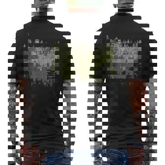Vintage Night Nature Wildlife Trees Outdoor Forest Graphic Men's Back Print T-Shirt - Monsterry