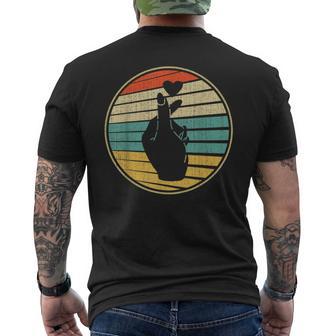 Vintage Retro 70s 80s Korean Finger Heart Hand Sign Symbol Men's Back Print T-Shirt - Monsterry