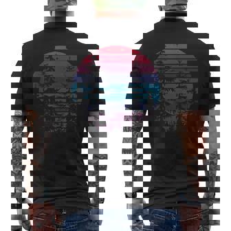 Vintage Retro Sunset Forest Pine Trees Outdoor Nature Design Men's Back Print T-Shirt - Monsterry