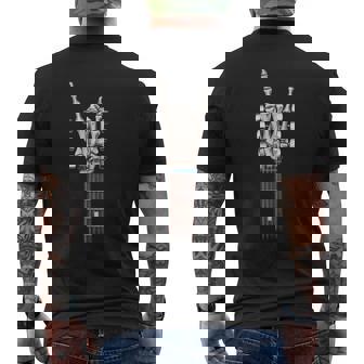 Vintage Rock On Skeleton Hand Sign Rock Guitar Neck Men Men's Back Print T-Shirt - Monsterry