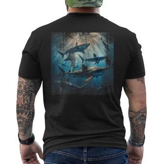 Vintage Shark Lover Week Cool Sharks Ocean Animal Lover Men's Back Print T-Shirt - Monsterry