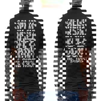 Vintage Smelling Like Shea Butter Coconut Oil & Purpose Premium Men's Back Print T-Shirt - Monsterry